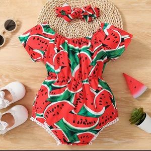 Watermelon Romper W/ headwrap